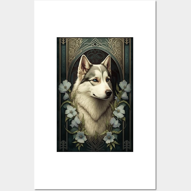 Siberian Husky - Art Nouveau Style Wall Art by ArtNouveauChic